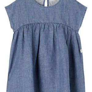 Lil' Atelier Dale ss løs kjole - medium blue denim - 110
