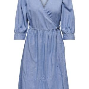 JDY - Kjole - Casper 3/4 Wrap Dress - Light Blue Denim