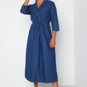 JDY Esran 3/4 Mid Calf Dress Medium Blue Denim 34