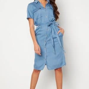 VILA Bista S/S Shirt Dress Medium Blue Denim 34