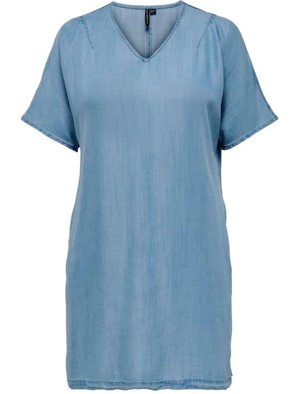 Only Carmakoma Carnoa - Lækker denim kjole i blå tencel, 48