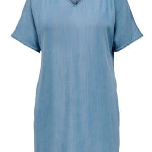 Only Carmakoma Carnoa - Lækker denim kjole i blå tencel, 50