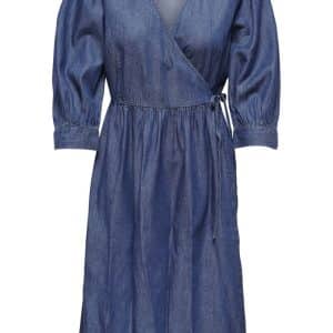 JDY - Kjole - Casper 3/4 Wrap Dress - Medium Blue Denim