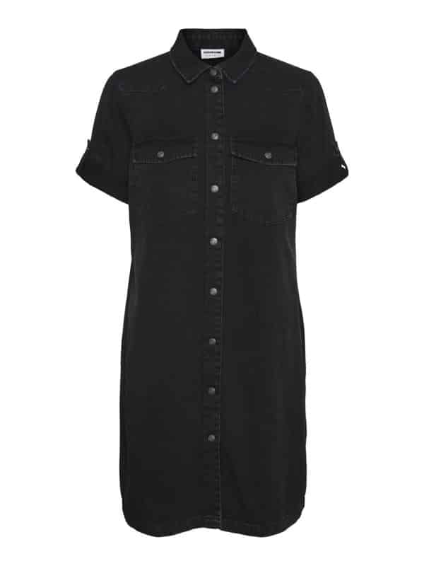 Noisy May Signe Short Sleeve Denim Dress - Sort - Størrelse 34 - Jeans