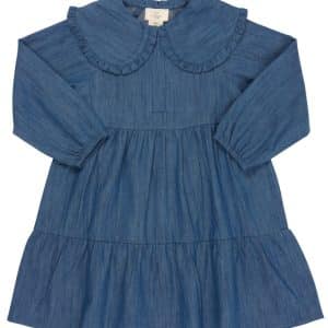 Let denim kjole m. krave - LYS DENIM - 98