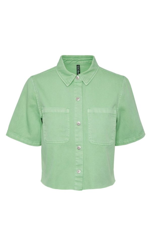 Pieces - Skjorte - PC Blume SS Shirt - Absinthe Green