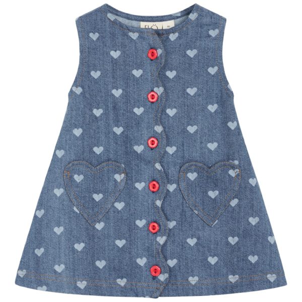 Flöss Blue Denim/Hearts Lollo Kjole - Str. 2 år/92