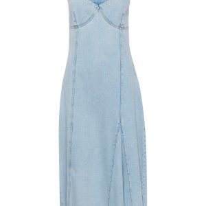 Gestuz - Kjole - KailaGZ sl Long Dress - Light Blue Washed