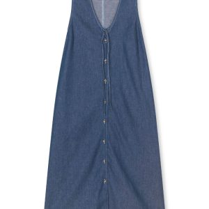 Mads Nørgaard - Kjole - Air Denim Pauline Dress - Dark Blue Denim