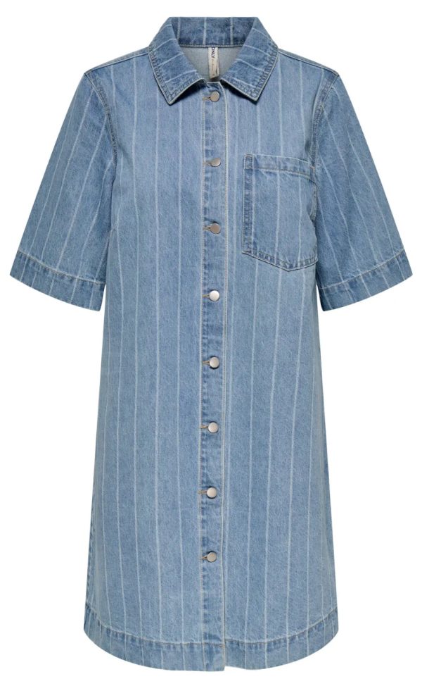 ONLY Kjole - Asta - Light Blue Denim Stripe