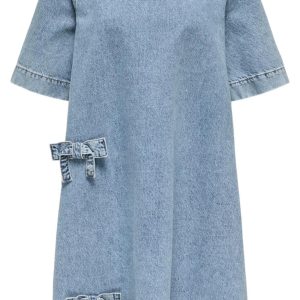 ONLY Kjole - Gigi Bow - Light Blue Denim