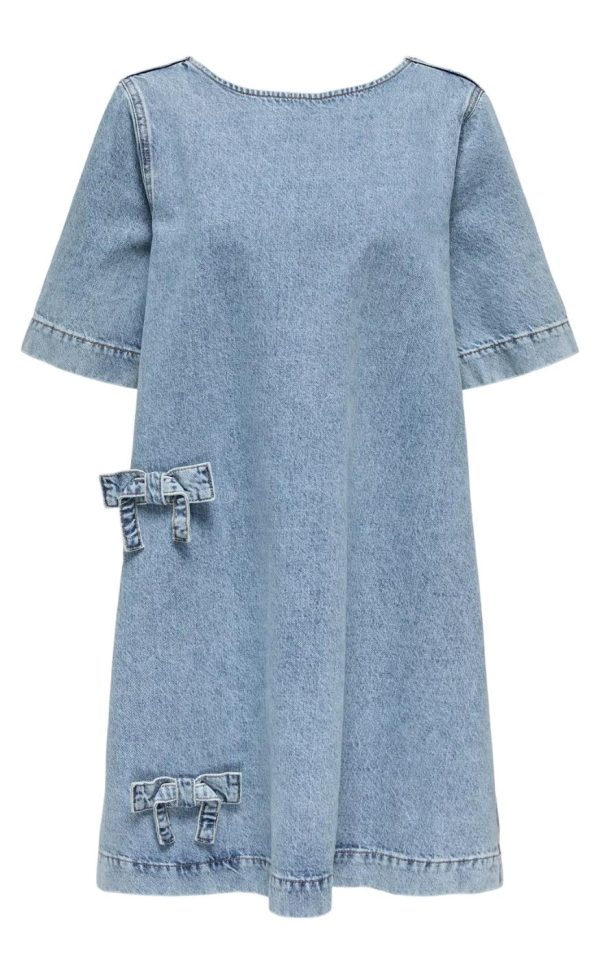 ONLY Kjole - Gigi Bow - Light Blue Denim