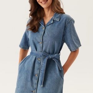 ONLY Onlellie Ss Mini Belt Dress Light Blue Denim XL