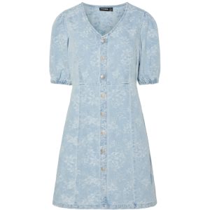 PIECES DAME DENIMKJOLE PCFELINE - Light Blue Denim