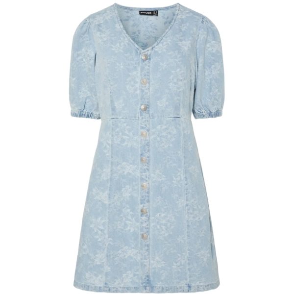 PIECES DAME DENIMKJOLE PCFELINE - Light Blue Denim