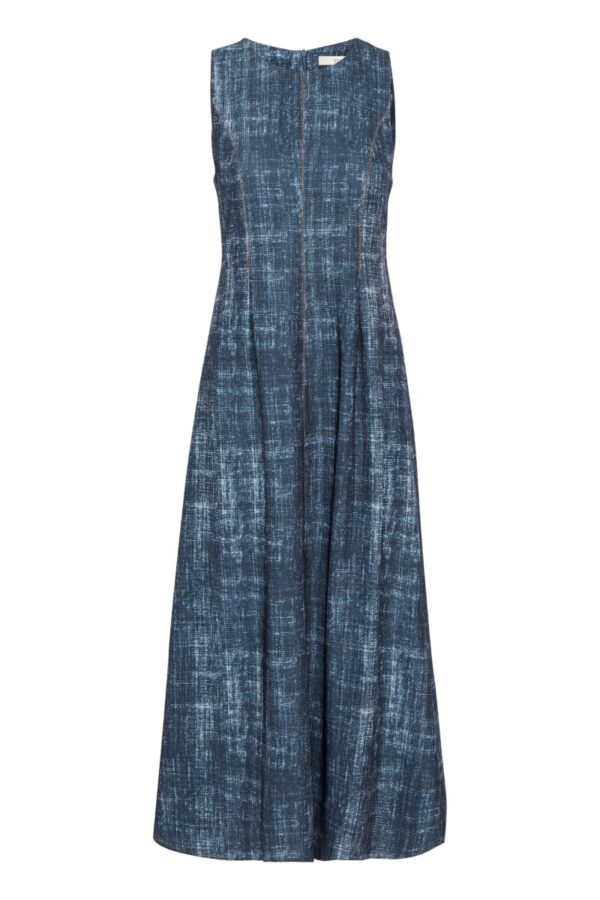 Gestuz - Kjole - GZdemia P Long Dress - Dark Denim Structure (Levering midt juli)