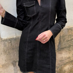 Liberte Kjole - Asta-V-Neck - Black Denim