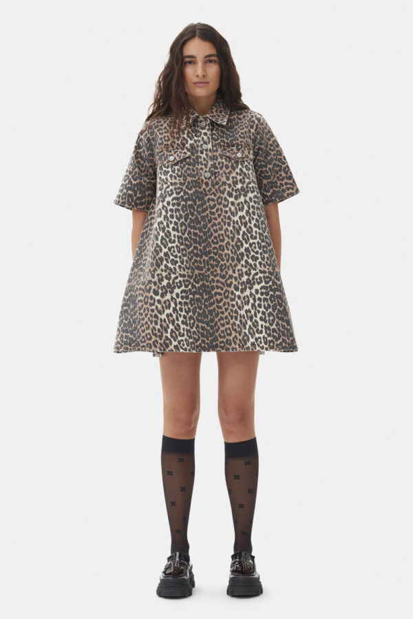 Print Denim Mini Dress