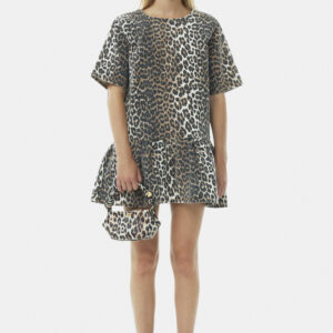 Print Denim Openback Mini Dress