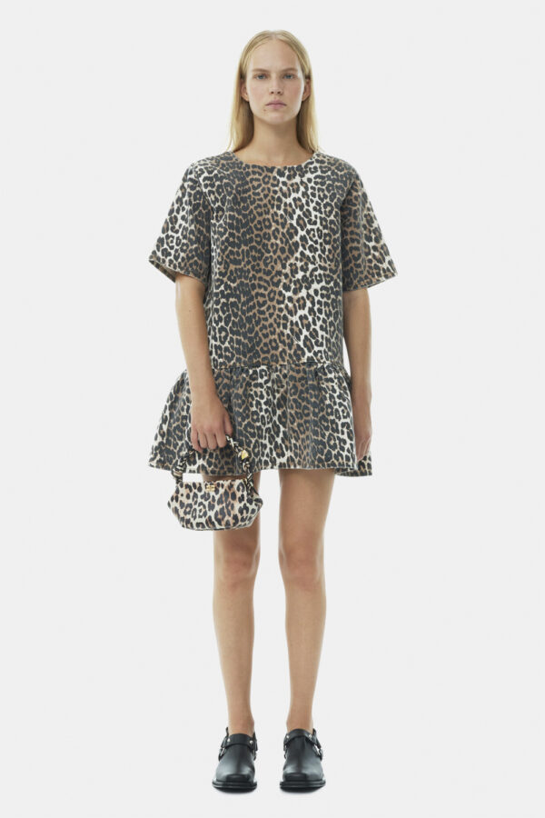 Print Denim Openback Mini Dress