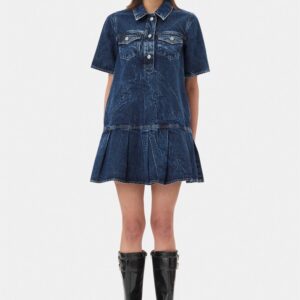 Crinkled Future Denim Mini Dress