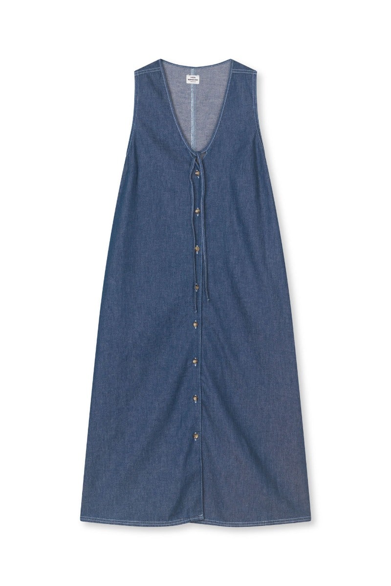 Mads Nørgaard - Kjole - Air Denim Pauline Dress - Dark Blue Denim