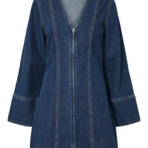 Pieces - Kjole - Flora LS Denim Dress - Dark Blue Denim (Levering midt december)