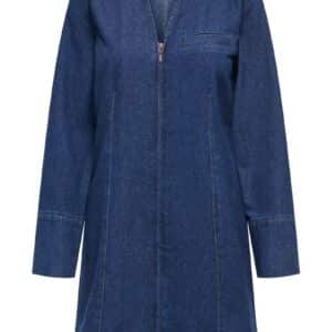 JDY - Kjole - Sally Zip Stitch L/S Dress - Dark Blue Denim