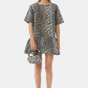 Print Denim Openback Mini Dress