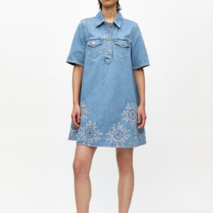 Broderie Anglaise Denim Mini Dress